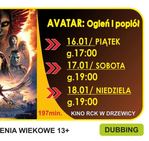 po lewej stronie plakat filmowy, po prawej terminy seansów