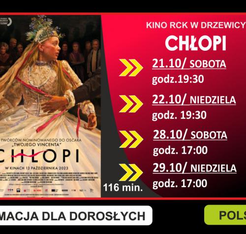 Po lewej stronie plakat filmowy, po prawej terminy wyświetlania.