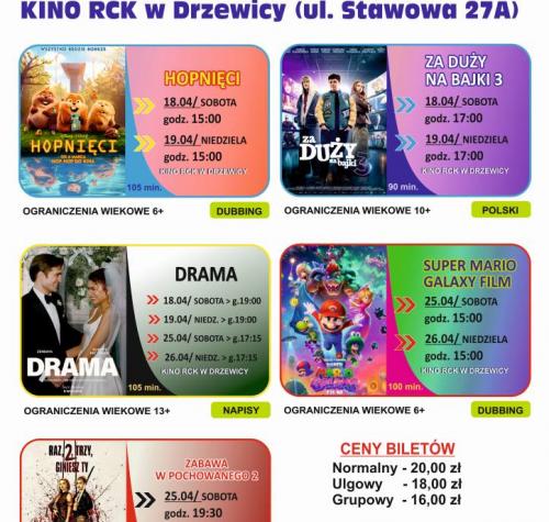 Repertuar kina na miesiąc kwiecień 2026