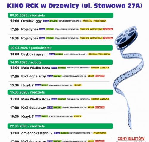 Repertuar kina na miesiąc marzec 2026