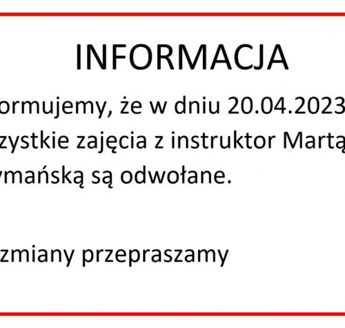 Informacja 20.04.2023