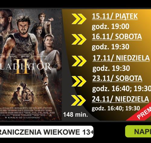 Po lewej stronie plakat filmowy, po prawej terminy wyświetleń