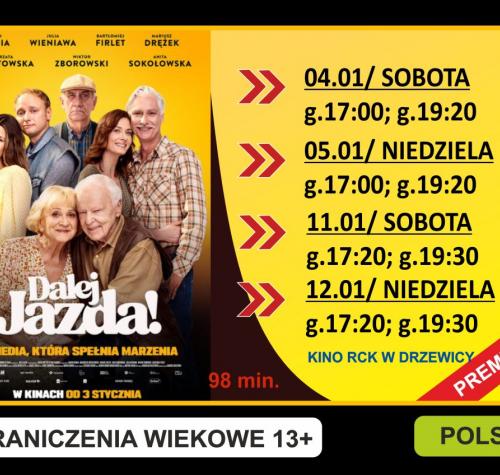 Po lewej stronie plakat filmowy, po prawej terminy wyświetleń