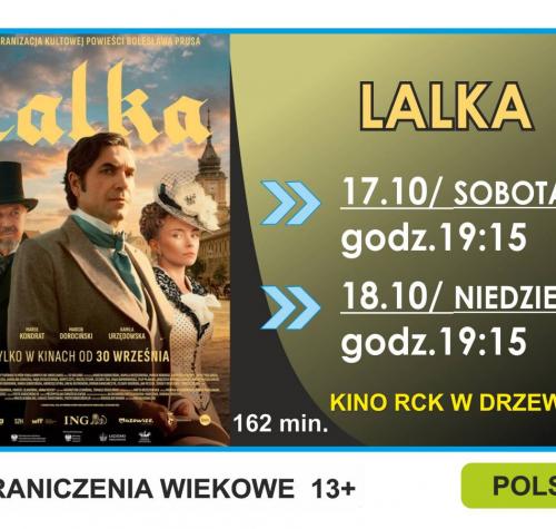 Po lewej stronie plakat filmowy, po prawej terminy seansów kinowych.