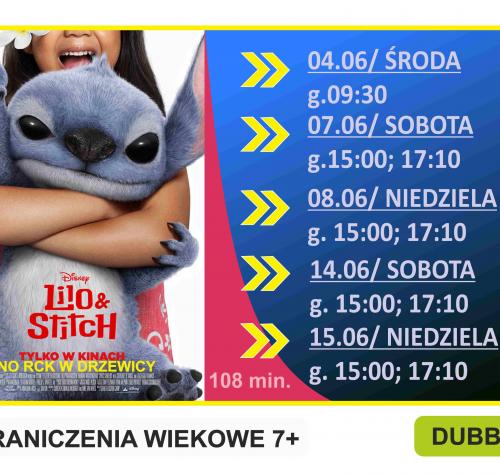 Po lewej stronie plakat filmu, po prawej terminy seansów.