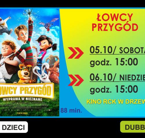 Po lewej stronie plakat filmowy, po prawej terminy wyświetleń