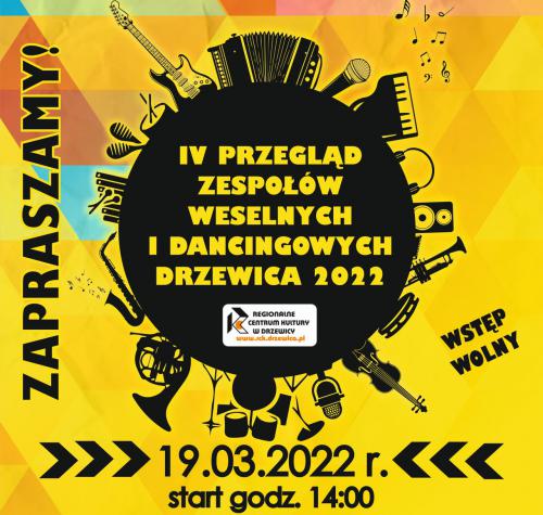 Plakat promujący IV Przegląd Zespołów Weselnych i Dancingowych 2022 