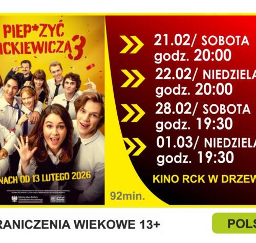 po lewej stronie plakat filmowy, po prawej terminy seansów