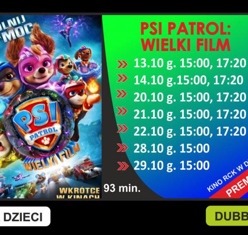 Po lewej stronie plakat filmowy, po prawej terminy wyświetlania.