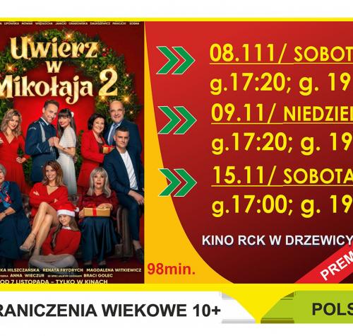 po lewej stronie plakat filmowy, po prawej terminy seansów