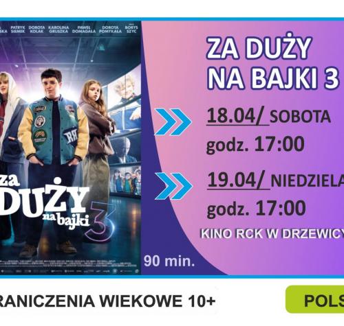 po lewej stronie plakat filmowy, po prawej terminy seansów