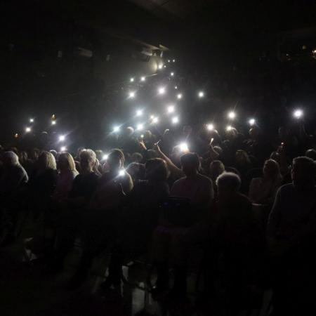 Publiczność świeci latarkami podczas koncertu Ani Wyszkoni
